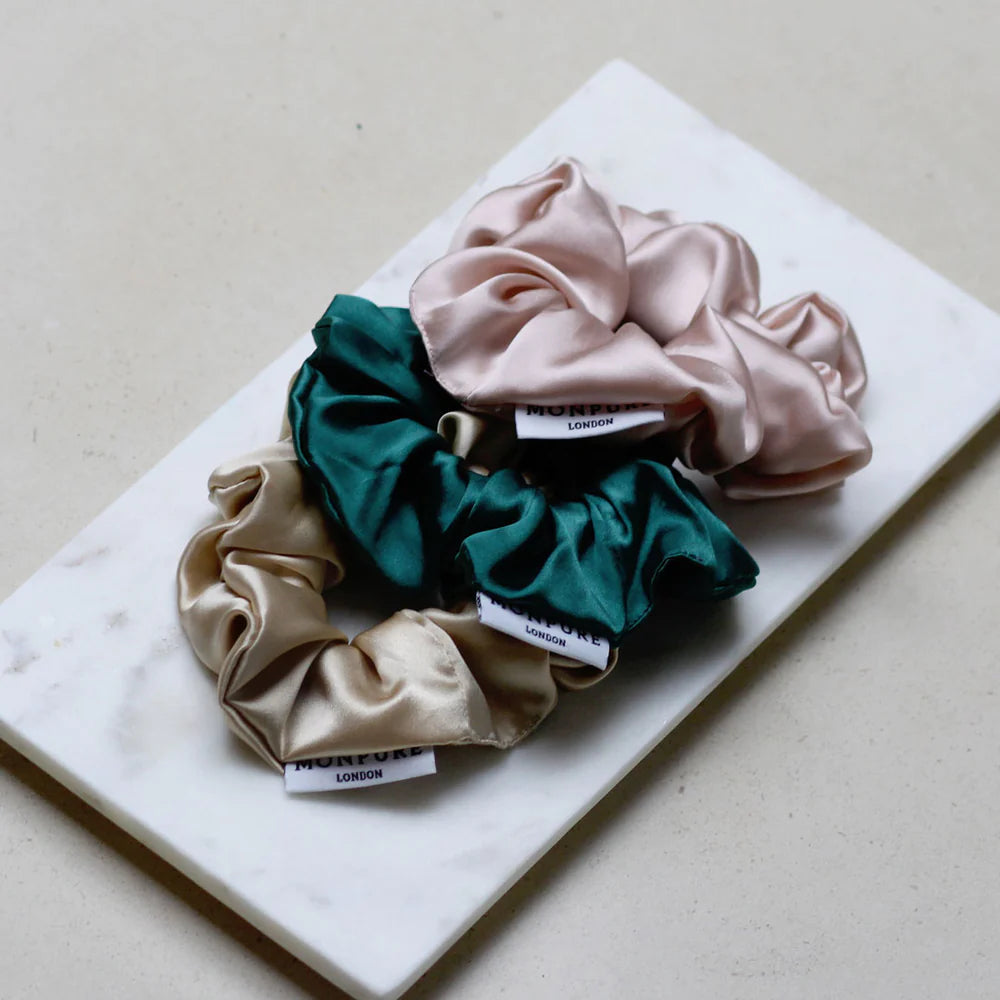 Style and protect silk scrunchie trio - Monpure